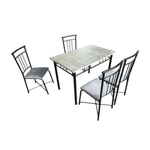 Juego de comedor Bahia Negro/Gris con 4 sillas