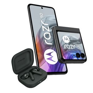 Celular Motorola Razr 50 5G 512GB, 12GB ram, cámara principal 50MP + 13MP, frontal 32MP, 6.9"/3.63", gris + Moto Buds