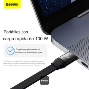Cable Retráctil 3 en 1, Tipo C a Micro-USB/Lightning/Tipo C, 100W, 1.1M, Carga Rápida, negro