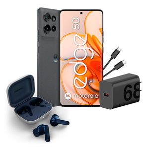 Celular Motorola Moto Edge 50 5G 256GB, 12GB ram, cámara principal 50MP + 13MP + 10MP, frontal 32MP, 6.7", gris + Moto Buds