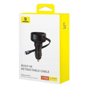 Cargador de Auto Baseus con Cable Retráctil, 55W, negro