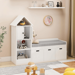 Juguetero con Asiento Infantil Maena Blanco DIBA Muebles