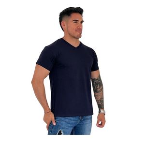 Polo Básico para Hombre cuello en V azul marino Talla XL