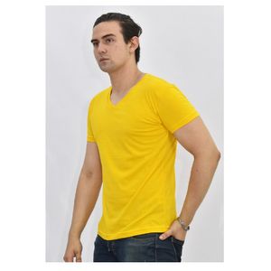 Polo Básico para Hombre cuello en V amarillo Talla XL