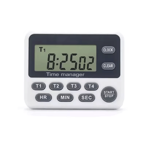 Temporizador Cronómetro Timer de 04 Canales Con Reloj para Cocina Laboratorio