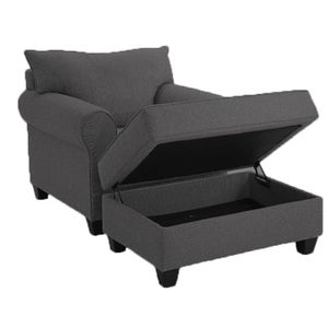 Sillon Mallma Deco Praga + Banqueta Baul Plomo