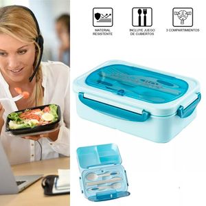 Lonchera Taper Portátil Hermética de Alimentos + Cubiertos Easy&Home Azul