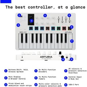 Controlador MIDI Arturia MiniLab 3 Blanco 25 Teclas
