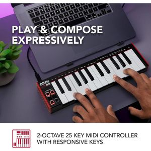 AKAI Profesional LPK25 - Controlador MIDI USB con software incluido.