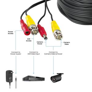 Cable de Video BNC DC Preparado 30 Metros CCTV Cámara Seguridad DVR