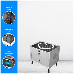 Mesa De Noche Smart Corazón con 2 Cajones | Blanco
