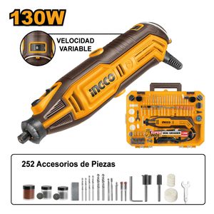 Mini Rectificadora Ingco 130W + Kit 252 Piezas MG133281