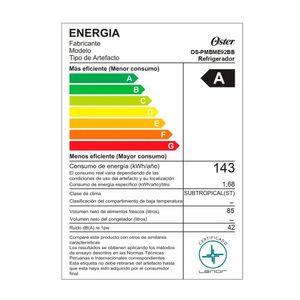 Frigobar de 85 Litros Oster OS PMBME92BB Negro