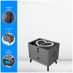 Mesa De Noche Smart Corazón con 2 Cajones | Gris