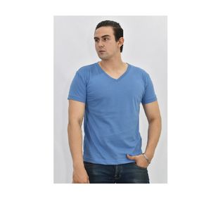 Polo Básico para Hombre cuello en V azul claro Talla XL
