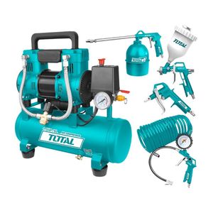 Compresora Silenciosa 6 Litros + Kit Compresor 5 Piezas Total TCS1110062-5-TATK053-1