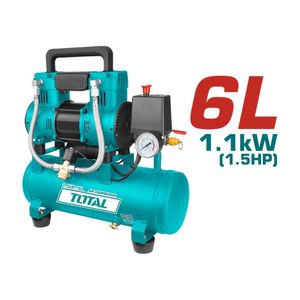 Compresora Silenciosa 6 Litros + Kit Compresor 5 Piezas Total TCS1110062-5-TATK053-1