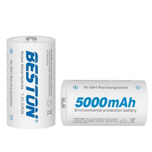 2 Baterias de NI-MH Recargable Tipo D Pilas 1.2V 5000mAh BESTON Ni-MH