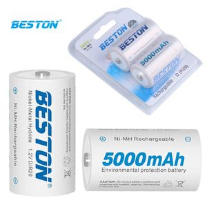 2 Baterias de NI-MH Recargable Tipo D Pilas 1.2V 5000mAh BESTON Ni-MH