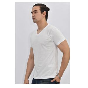 Polo Básico para Hombre cuello en V blanco Talla XL