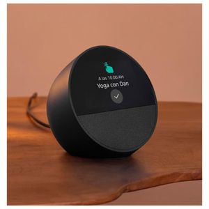 Echo Spot 2024 Amazon Despertador Inteligente con sonido vibrante Negro