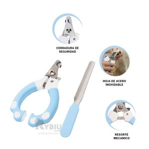 Corta Uñas Pet Con Lima un Mango Curvo en Celeste Chico