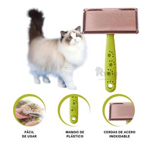 Peine Rectangular para Mascotas con Mango Verde Talla L