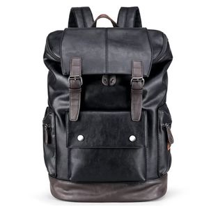 Mochila Hombre Cuero PU 0120 Viaje Laptop Negro