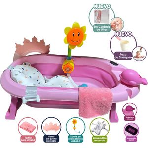 Tina Bañera Plegable JELLY SPA Con Termómetro Rosado
