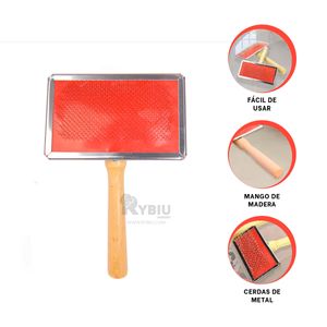 Peine Rectangular para Mascotas con Aguja Rojo Talla XL