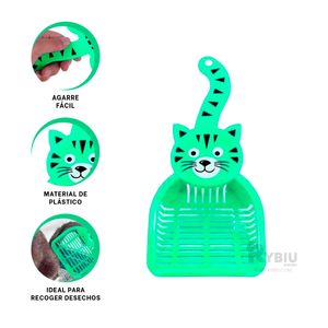 Pala Cernidora con Diseño para Gato en Verde