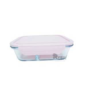 Taper Rectangular de Vidrio 3 Divisiones Rosado