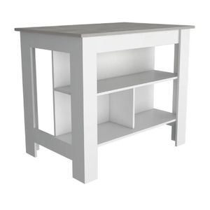 Mesa Auxiliar de Cocina TU MESITA Marlon color Blanco/Gris en Melamina 18mm