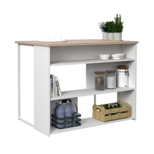 Isla de Cocina Moderna TU MESITA Mercy color Blanco/Roble