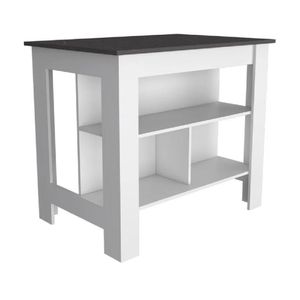 Mesa Auxiliar de Cocina TU MESITA Marlon color Blanco/Negro en Melamina 18mm