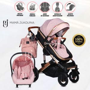 Coche Moisés Mini 4 en 1 Lietti Gold con Portabebé Rosa