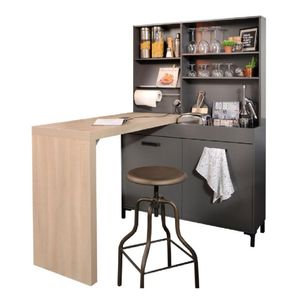 Mueble de Cocina 3x1 Moderno TU MESITA Tauro color Negro/Roble 2 puertas