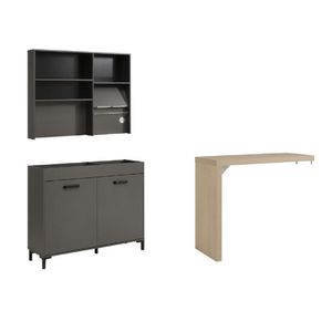 Mueble de Cocina 3x1 Moderno TU MESITA Tauro color Negro/Roble 2 puertas