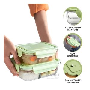 Recipiente Resistente conTapa Verde Y+Envoltorio de Regalo