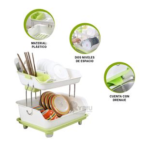 Colador Secador para Platos 2N Verde Y+Post-it Adhesivos