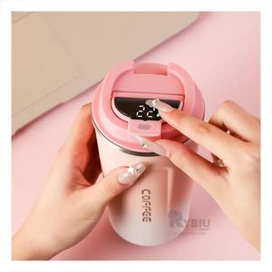 Vaso Termo Inteligente con Pantalla 510ml Rosado con Blanco