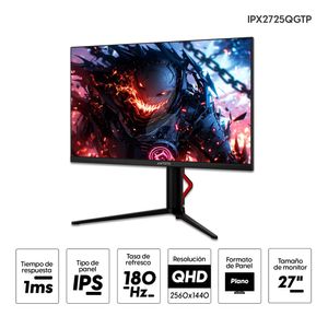 Monitor gamer plano 27" ANTRYX IPX2725QGTP Panel IPS, QHD (2560 x 1440), 180Hz, 1ms, entradas DP 1.4 /HDMI 2.0