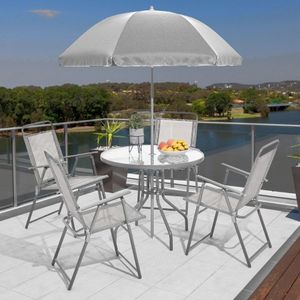 Set Terraza Barbados Redonda 4 sillas + sombrilla Orange