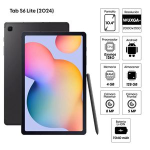 Tablet Samsung S6 Lite (2024) LTE 10.4", 128GB, 4GB ram, cámara principal 8MP, frontal 5MP, Octa-Core, negro + Lápiz