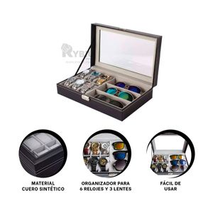 Organizador Resistente de Relojes en Negro Y+Papel de Regalo