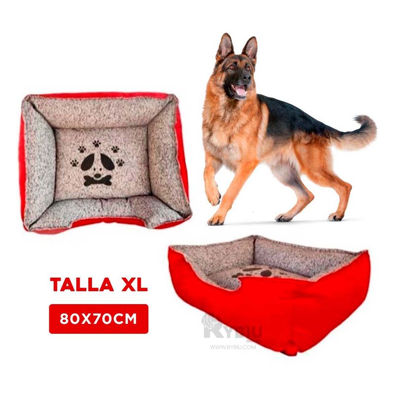 Cama para Perro Talla XL Hipoalergica de Color Rojo Real Plaza