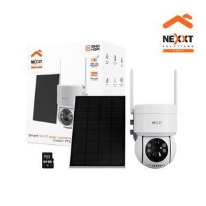 Cámara Wifi PTZ Next NHC-OP20S 3MP 2K Panel Solar Sirena Reflector IP65  SD64GB