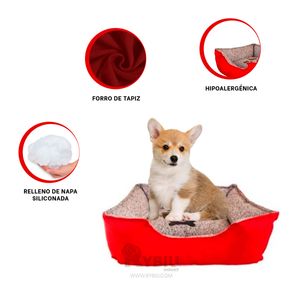 Cama con Relleno de Napa Talla S Rojo Y+Papel de Regalo