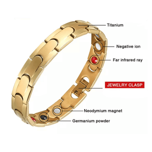 Pulsera Magnética Funcional Titanio Dorado Modelo YSB-158 x 19 cm