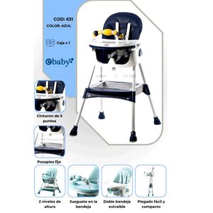 Silla de Comer Ebaby Plegable Doble bandeja LULU Azul